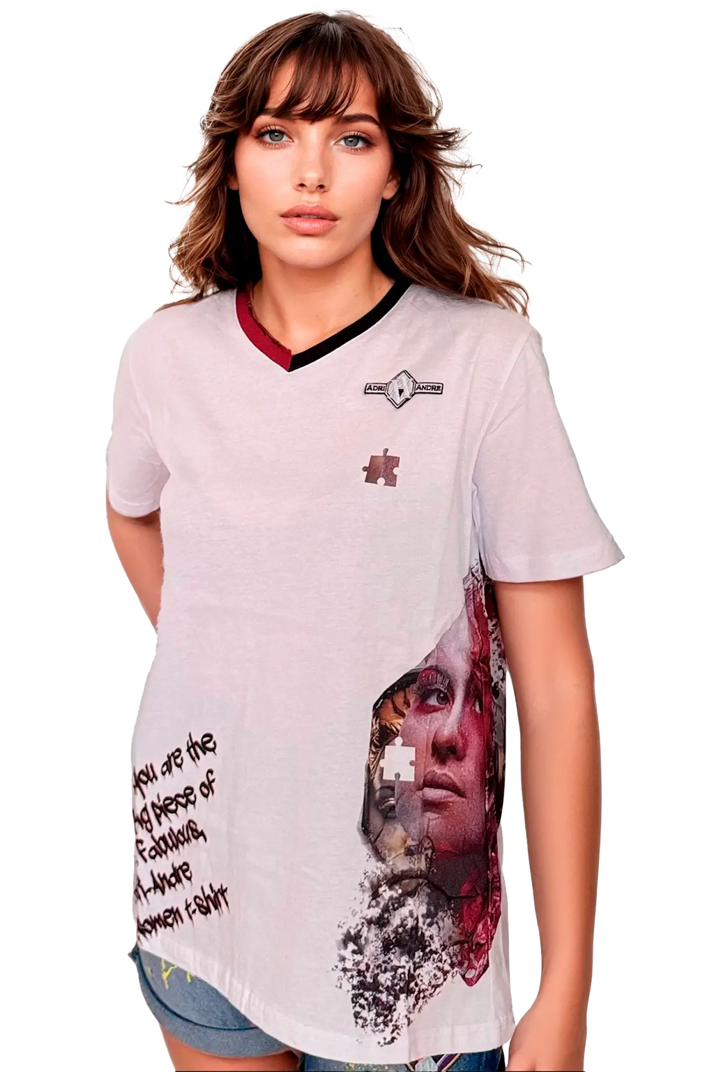 camiseta cuello pico mujer
