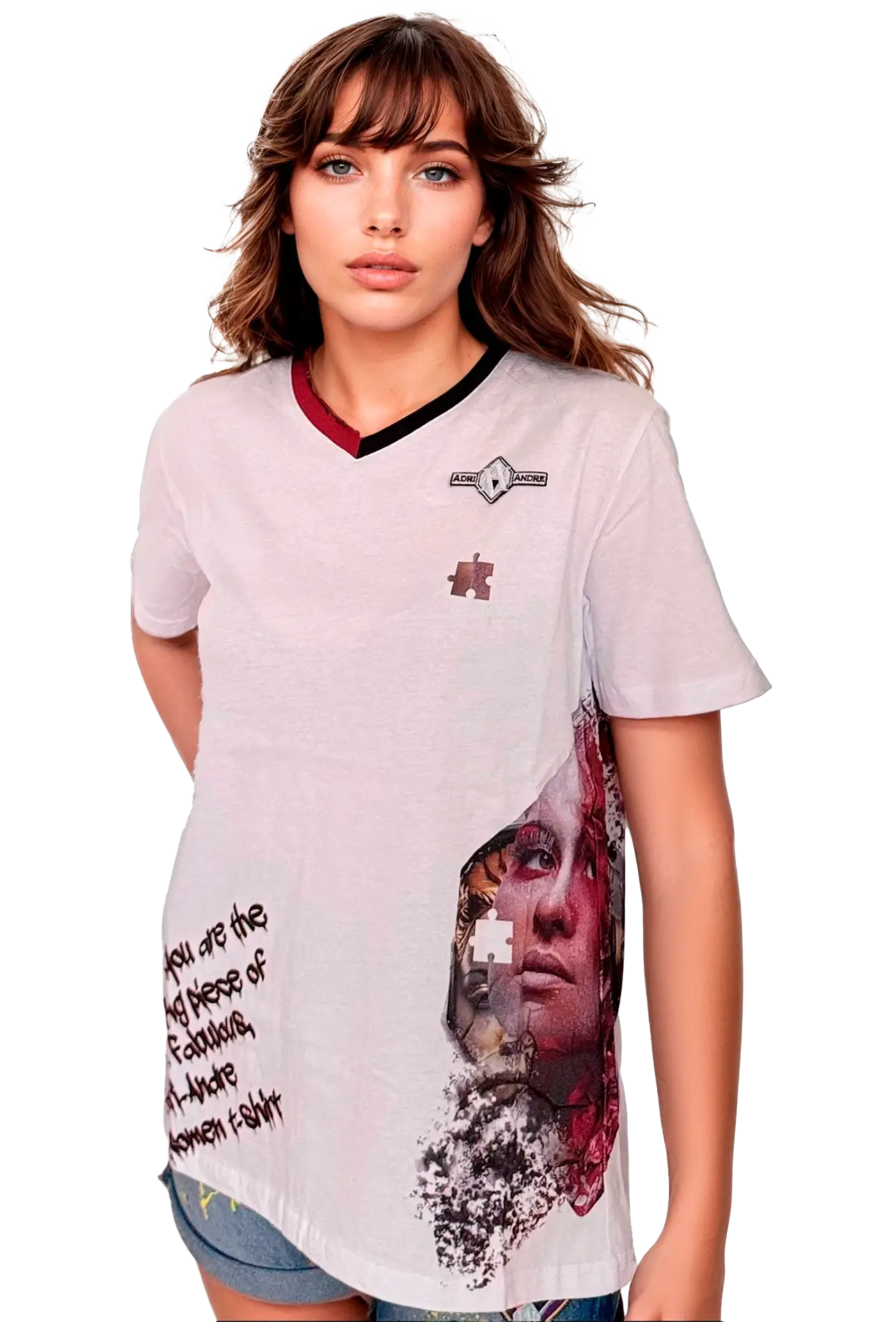 camiseta cuello pico mujer