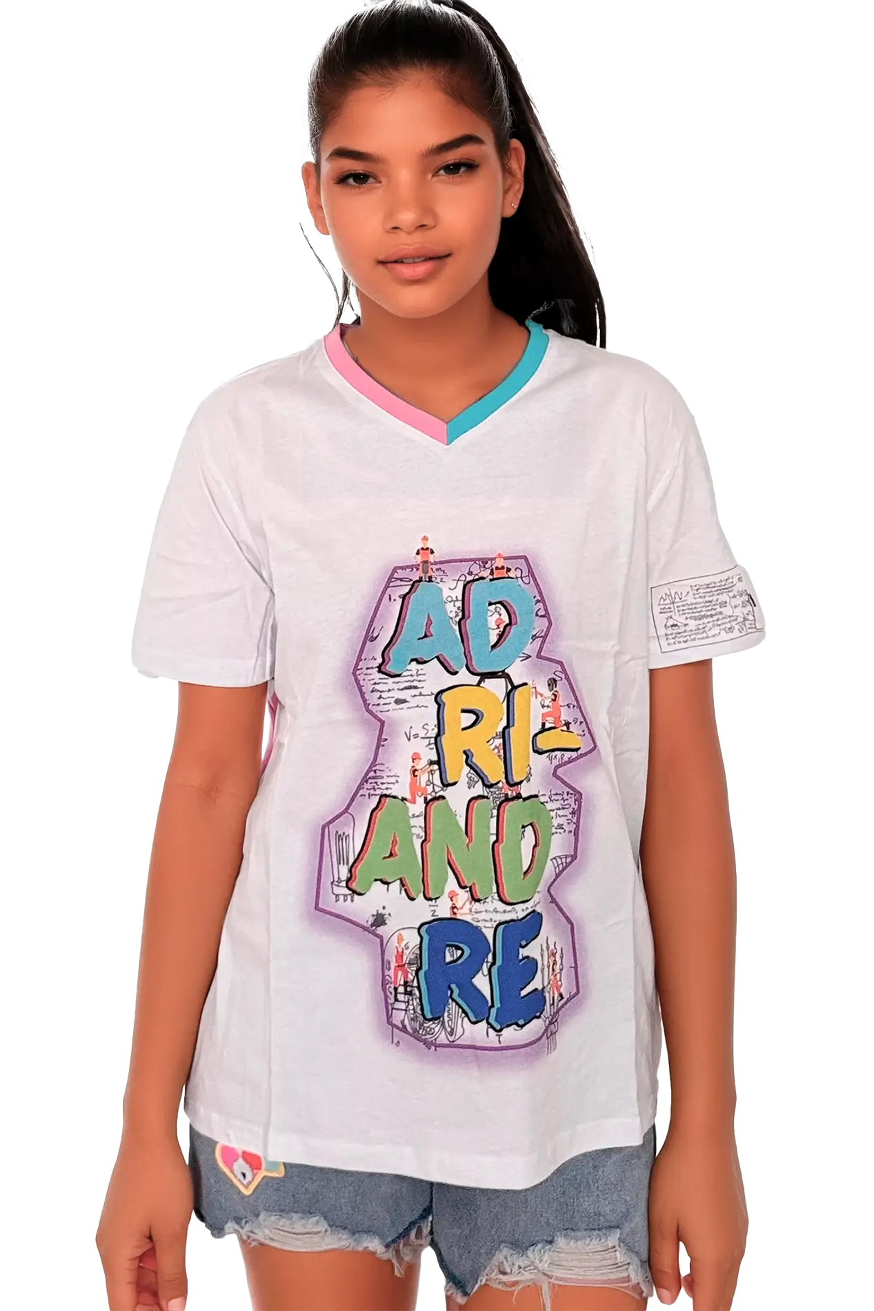 camiseta cuello pico mujer