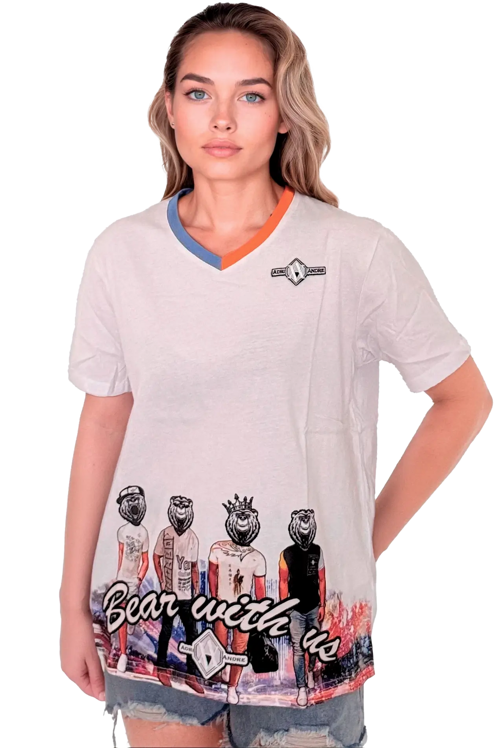 camiseta cuello pico mujer