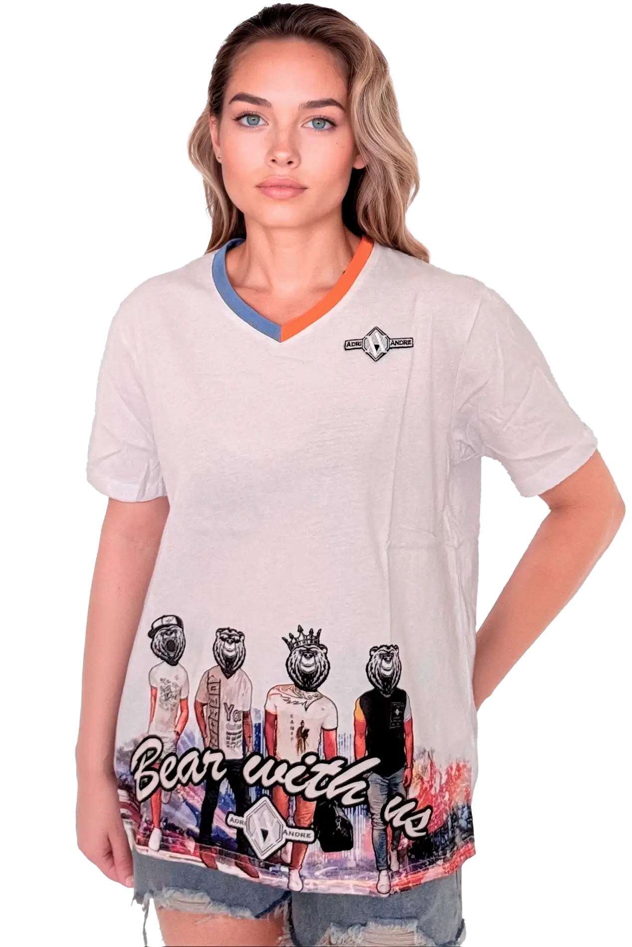 camiseta cuello pico mujer