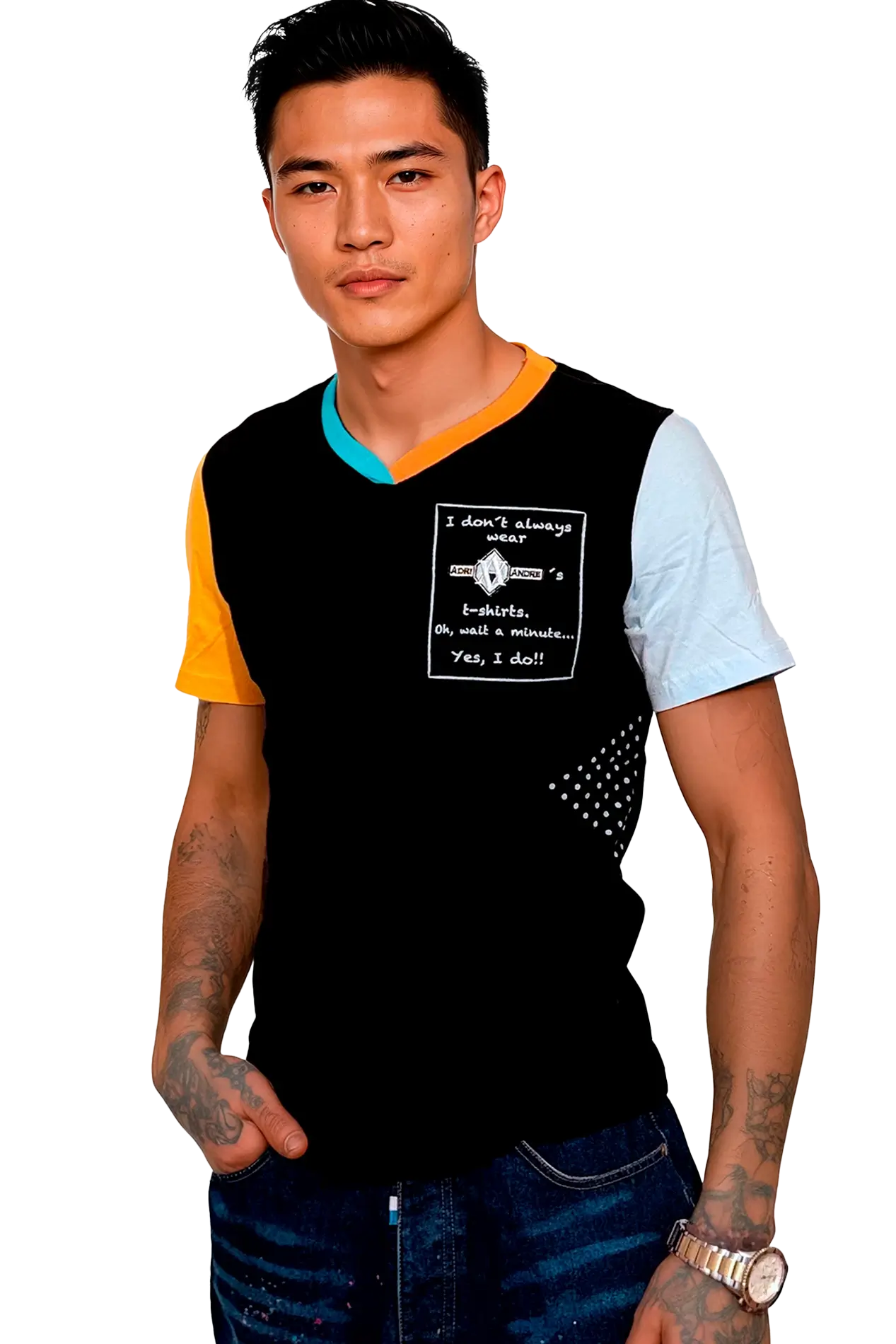 camiseta cuello pico hombre